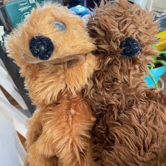 Jacque’s Puppets set of 2 Vintage 1970’s Long Fluffy Animal Puppets - Picture 1 of 16